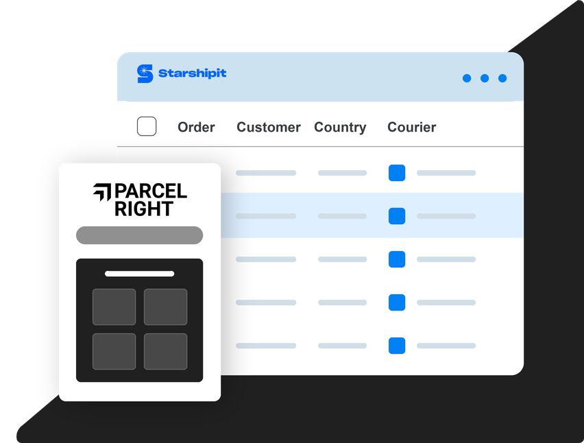 Parcel Right shipping integration dashboard illustration