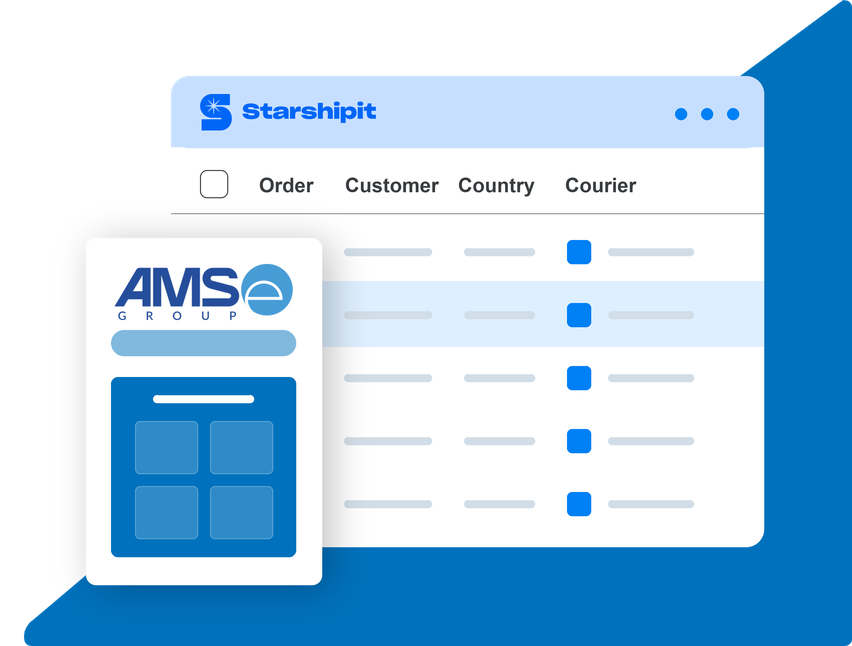 AMS eGroup shipping integration dashboard illustration