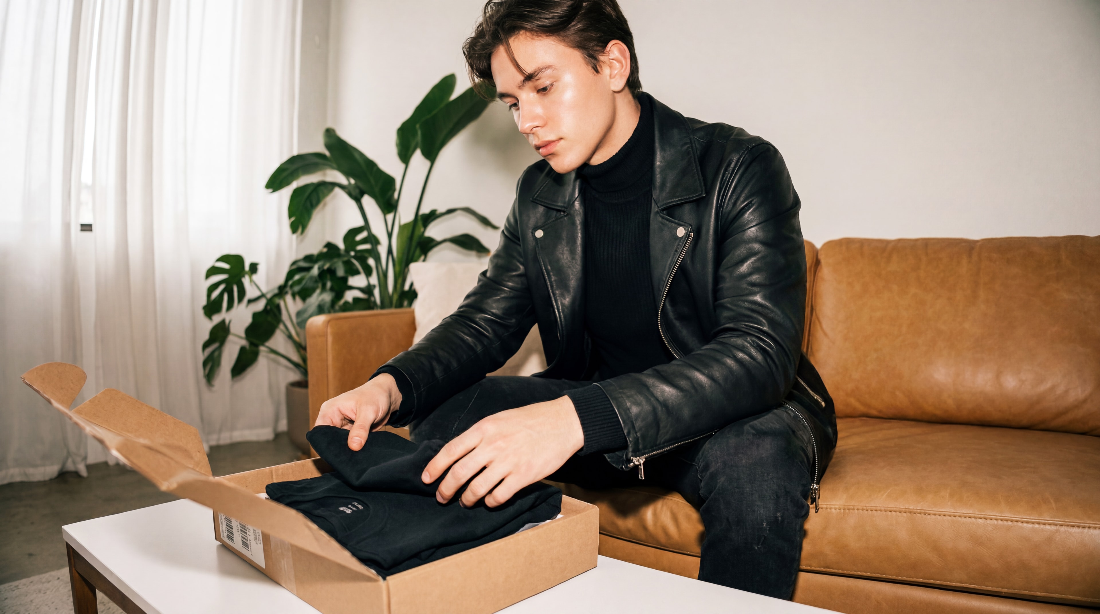 Customer opening a delivered online order