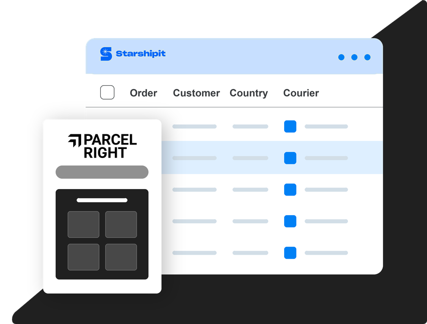 Parcel Right shipping integration dashboard illustration Parcel Right shipping integration dashboard illustration