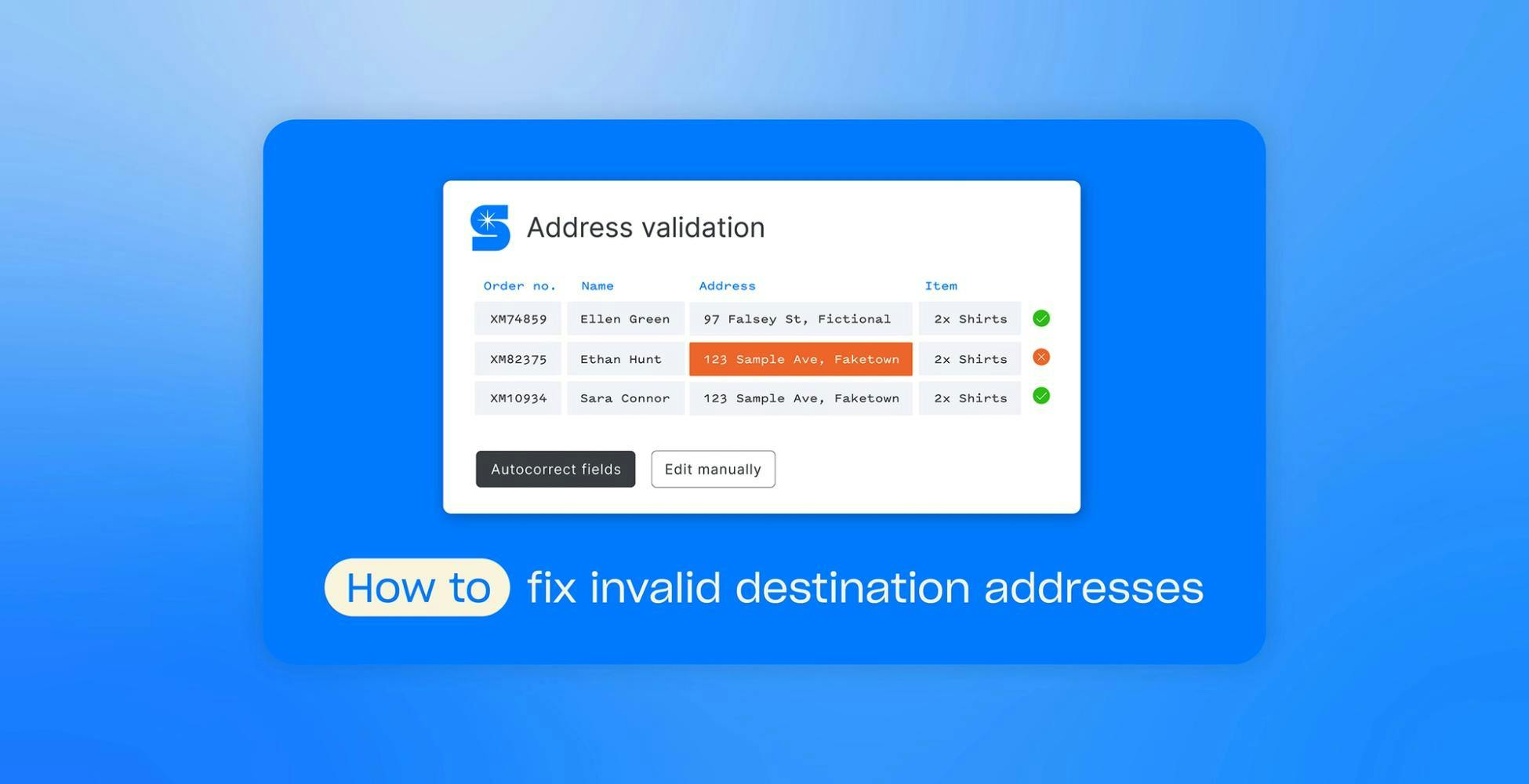How to fix invalid destination addresses