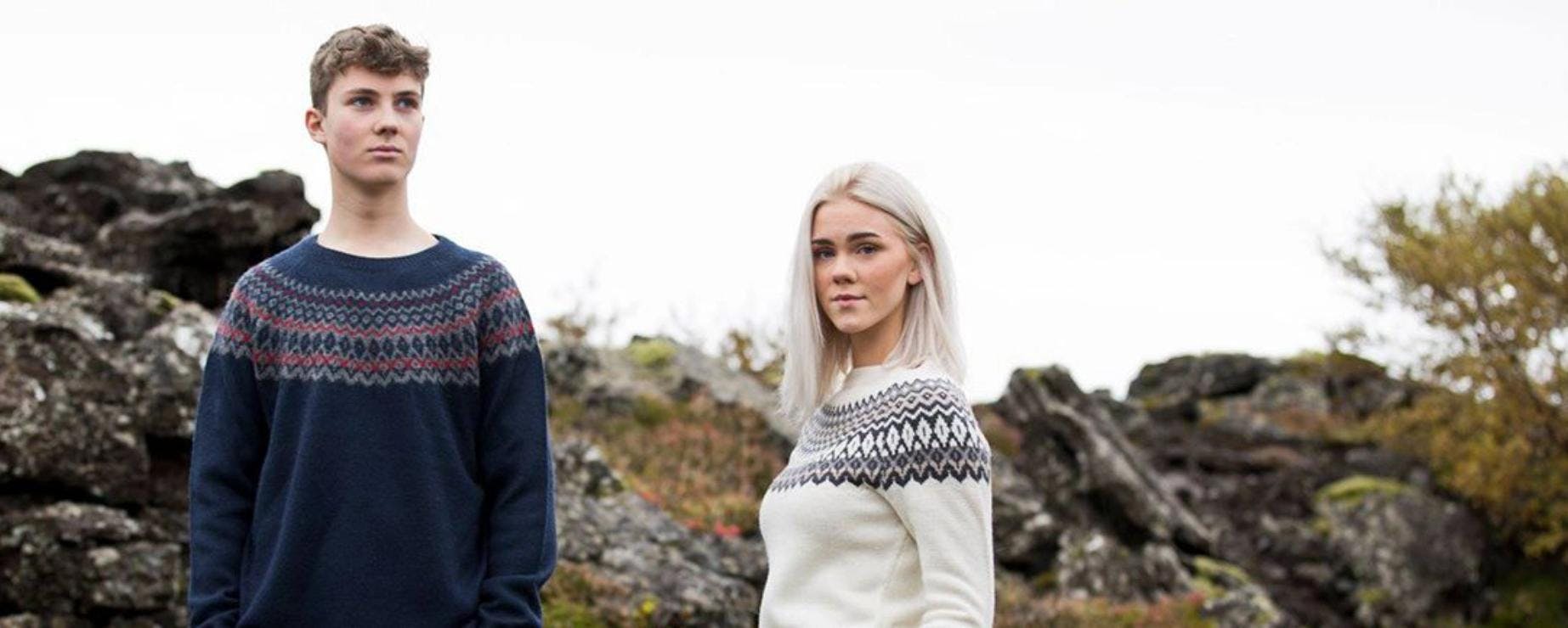 Icewear image: two people wearing Icewear knit sweaters