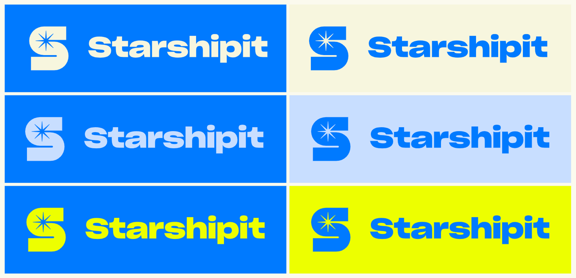 Starshipit brand colours: blue, cream and yellow colour combinations