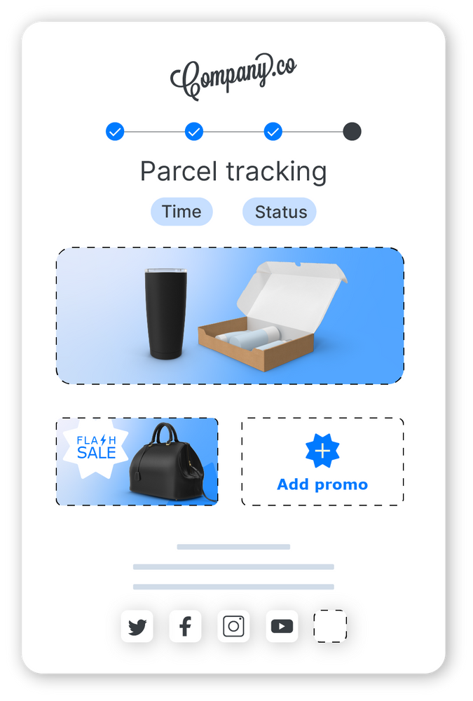 Branded Tracking page template with custom fields available