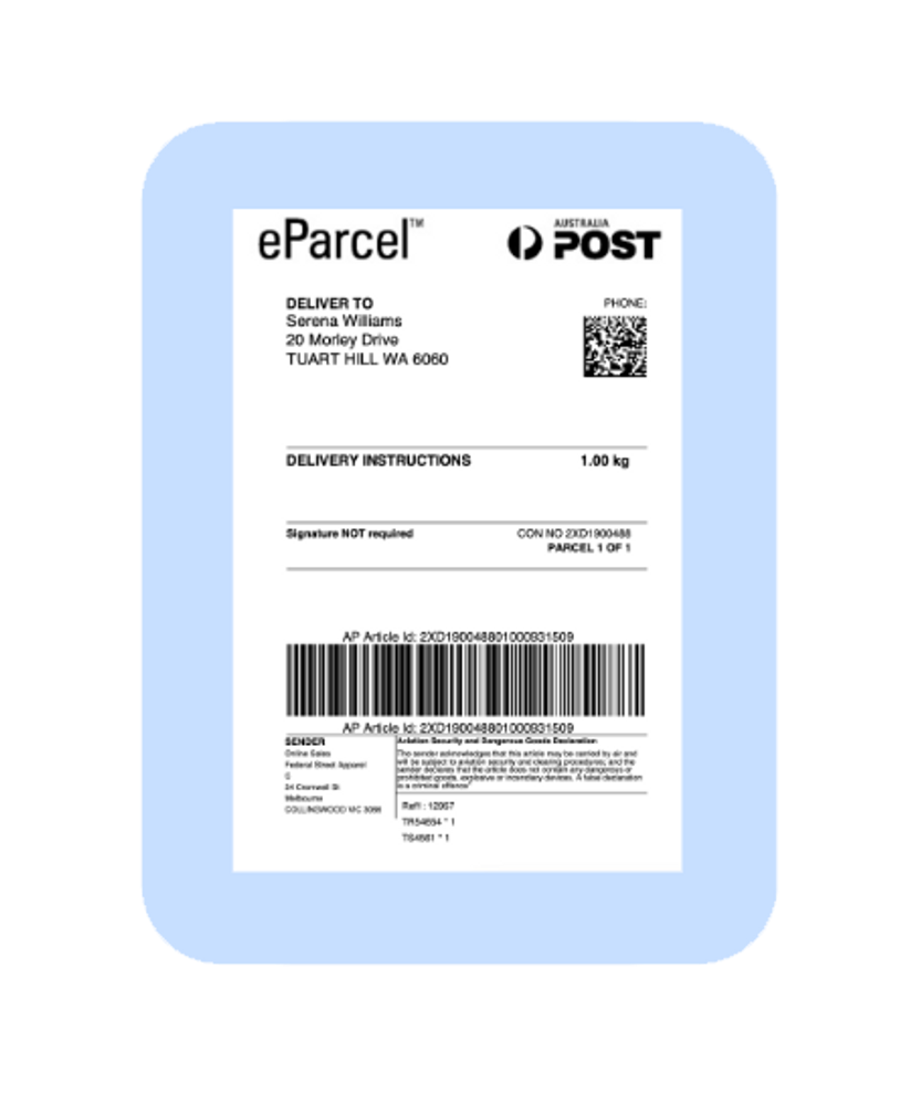eParcel shipping label