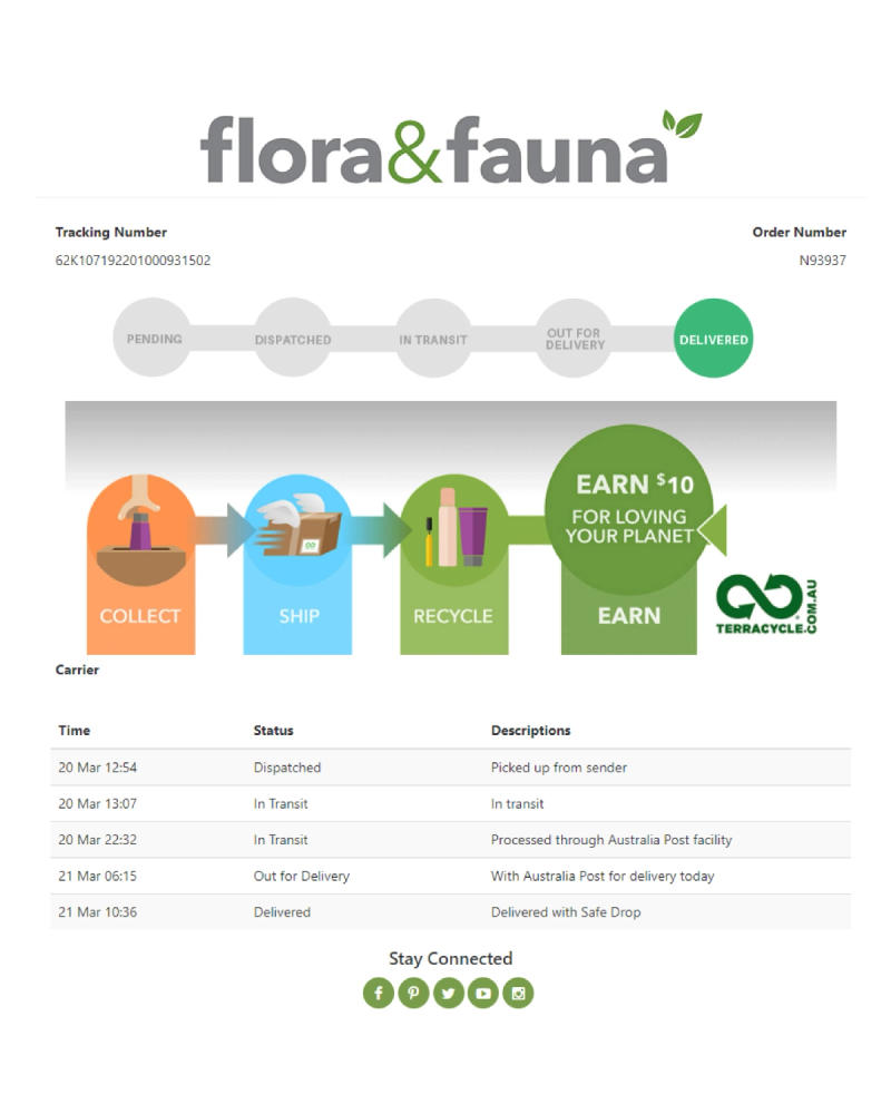 Flora & Fauna tracking page