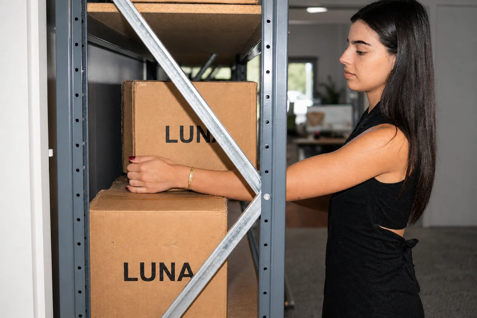 Luna Rae warehouse team member preparing customer orders
