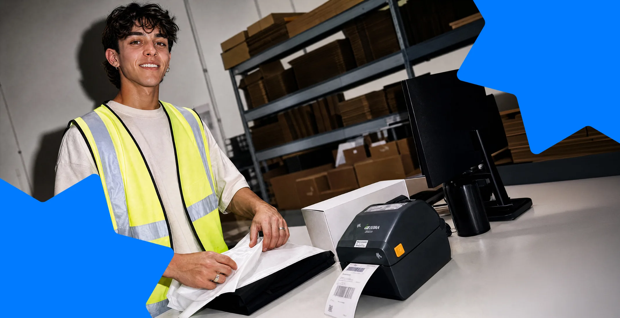 Warehouse team using an eCommerce warehouse management system